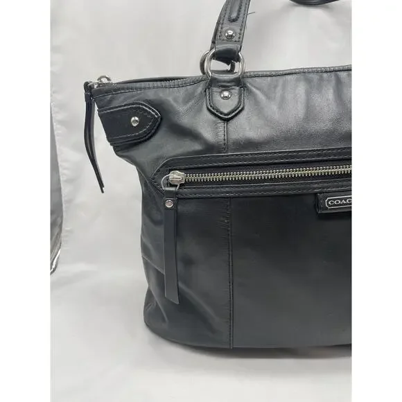 Vintage Coach Daisy Emma F23973 Black Leather‎ Shoulder Bag Tote 16"x12" - Picture 2 of 16